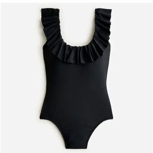 J Crew | Ruffle Scoop-Back | one-piece Swimsuit | Size 4 | Black | NWT